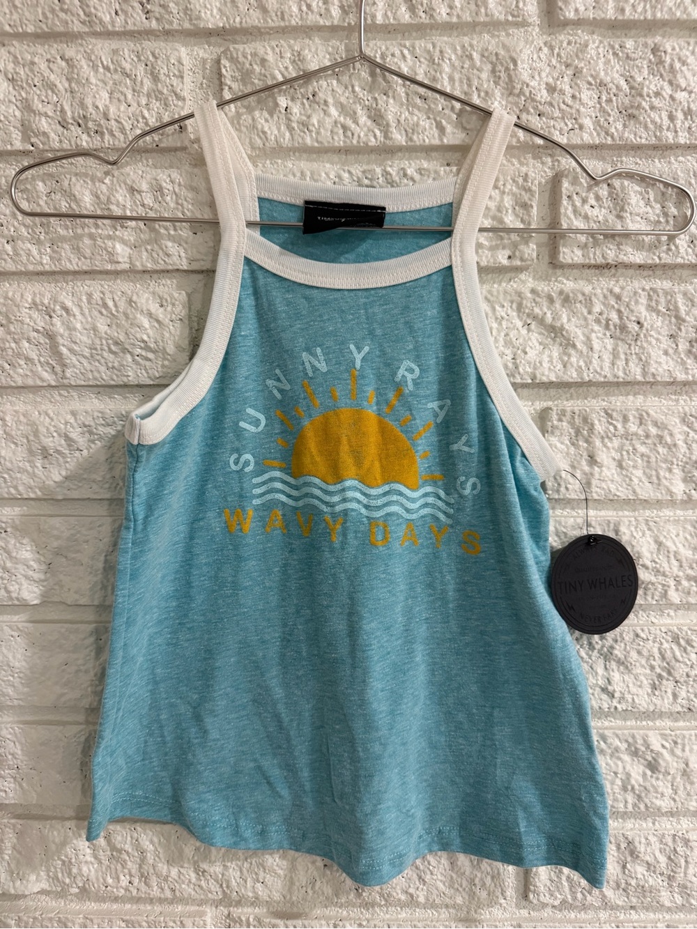 Tiny Whales Light Blue 'Sunny Rays' Girls' Tank Top with Sun Graphic
